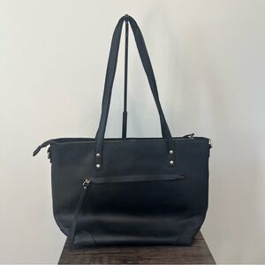 S-Zone  Black Leather Laptop Bag New Without Tags